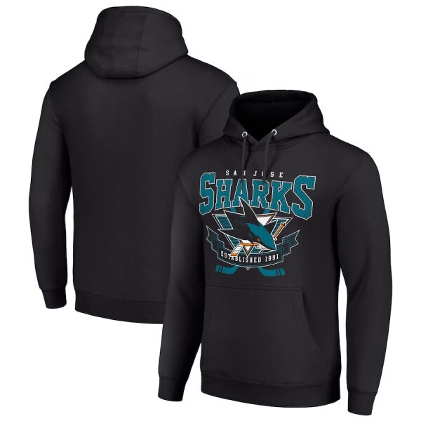 Pánská mikina San Jose Sharks NHL Starter Team Logo Graphic Fleece Tri-Blend Pullover Hoodie Velikost: XL