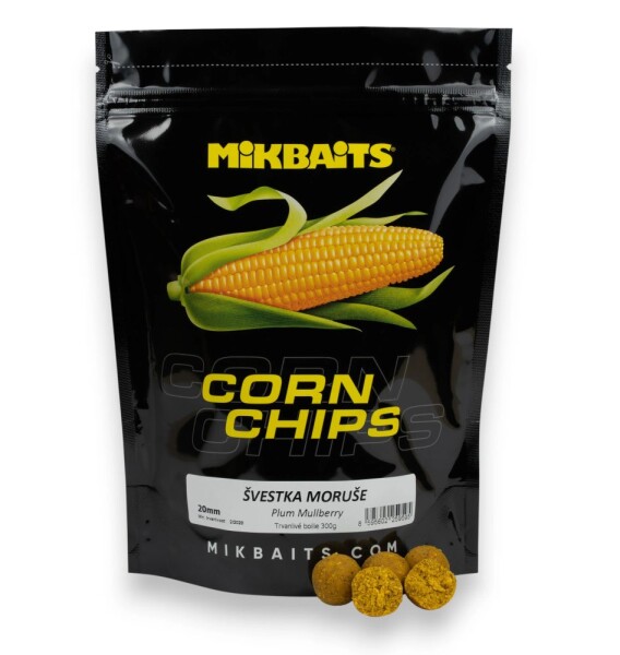 Mikbaits Boilies Corn Chips Švestka Moruše - 20mm 300g,Mikbaits Boilies Corn Chips Švestka Moruše - 20mm 300g