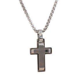 Pánský ocelový náhrdelník Marc, kříž, chirurgická ocel, Stříbrná 60 cm