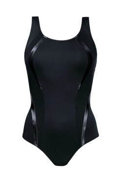 Dámské jednodílné plavky Atlantic sport 34LA2 Černá s tavě zelenou a šedou - SELF černá-tm.zelená XL - 44