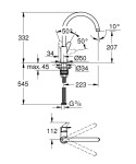 GROHE - BauCurve Dřezová baterie, chrom 31536001