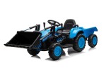 Mamido Dětský elektrický traktor s radlicí a přívěsem modrý