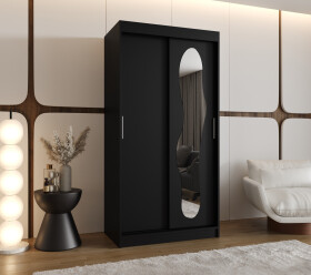 Šatní skříň Abi Ultra Rozměry: 100 cm, Barva korpusu + barva dveří: Černá + Černá