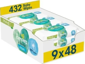 Pampers Harmonie Aqua Plastic Free Vlhčené ubrousky 432ks (9 x 48 ks) (8006540811245)