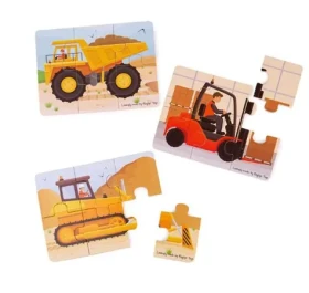Bigjigs Toys Puzzle 3v1 Stavební stroje