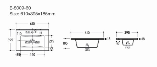 COMAD - Nábytkové umyvadlo DANCE 60cm 5907441295734