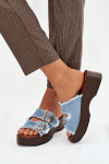 Dámské pantofle na platformě 100-486 Jeans modrá s černou - Joalice Paris jeans-sv.modrá 41