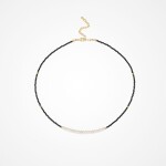 Choker náhrdelník Estrella, sladkovodní perla, spinel, Černá 35 cm + 5 cm (prodloužení)