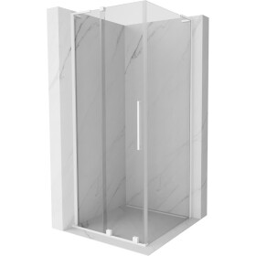 MEXEN/S - Velar L sprchový kout, posuvné dveře 100 x 100, transparent, bílá 871-100-100-03-20