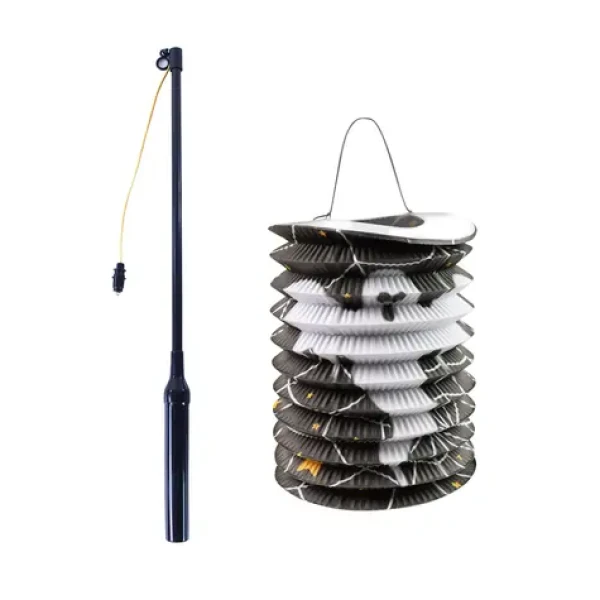 Rappa Lampión Halloween černý 15 cm se svítící hůlkou 40 cm