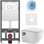 CERANO - Kompletní WC set Basic/Dure - bílá lesklá - WC tlačítko Dualo/Bílá - závěsné - předstěnová instalace - 51x35 CER-8050BD85889