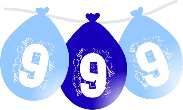 Balonky narozeniny číslo 9, visící 5ks modré balonky.cz Balonky narozeniny číslo 9, visící 5ks modré balonky.cz