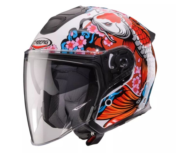Otevřená helma Caberg Flyon II Koi white/red/orange/blue - M / bílá