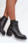 Zateplené dámské kotníkové boty z eko kůže na podpatku černé Alvena 37