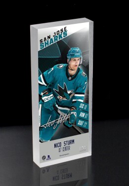 Obraz San Jose Sharks NHL Nico Sturm Player Ticket 3D Block Art