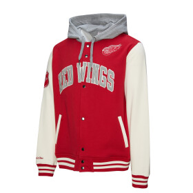 Mitchell & Ness Pánská mikina Detroit Red Wings NHL Courtside Fleece Button Front Current Logo Velikost: M