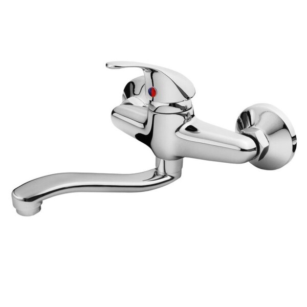 Baterie umyvadlová nástěnná, chrom, prohlé ramínko 20cm, rozteč 150mm, BALLETTO