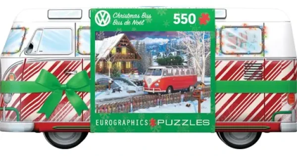 EUROGRAPHICS Puzzle v plechové krabičce Vánoční autobus Volkswagen