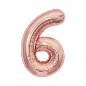 Balónek fóliový 85 cm rose gold číslo 6 - Albi