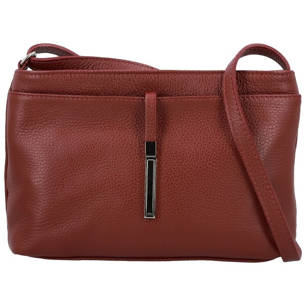 Módní dámská kožená crossbody kabelka Ofelie, tmavě červená