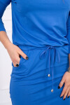 Viskózové šaty vázáním pase chrpově modré UNI