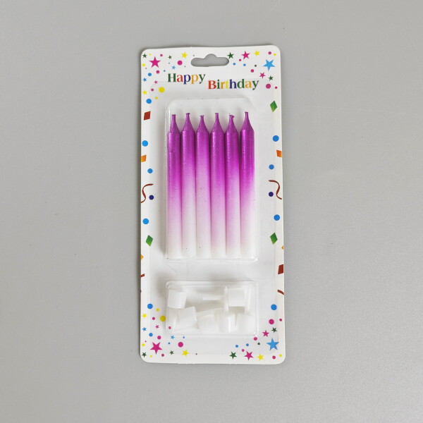Dortové svíčky HARMONY fialovo-bílá 6ks