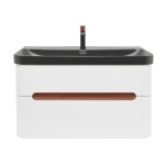 Koupelnová skříňka s umyvadlem a baterií SAT Fusion 97,5x53x45 cm bílá matná mat SATFUSION2100WBKMBA SATFUSION2100WBKMB
