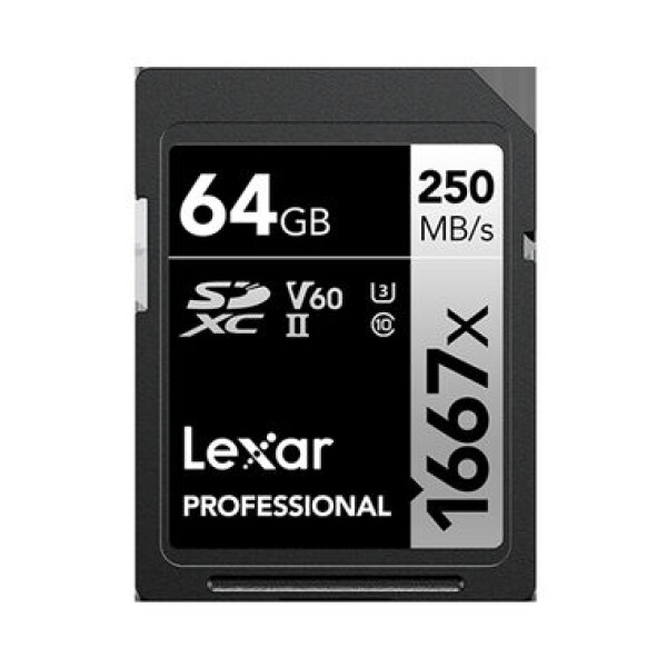 Lexar Professional 1667x SDXC 64GB / čtení: 250MBs / zápis: 90MBs / UHS-II U3 / Class 10 / V60 (LSD64GCB1667)