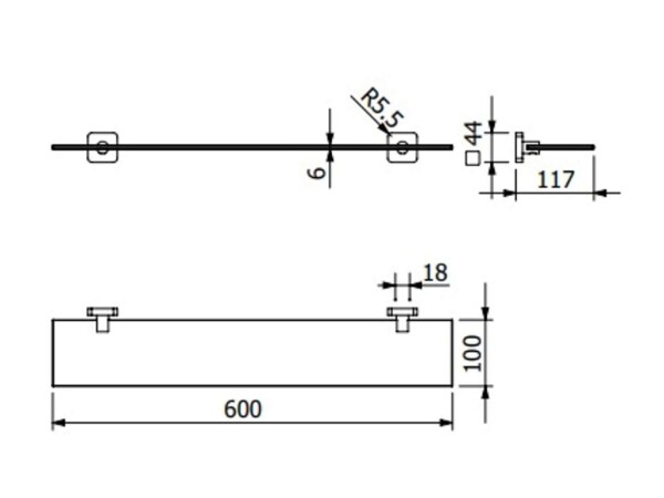 KLUDI - Vela S Polička, délka 60 cm, sklo/matná černá 2597339