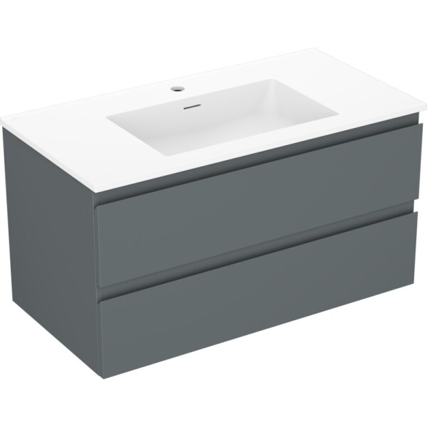 MEXEN/S - Orio koupelnová skříňka 90 cm s umyvadlem Otis, 2 zásuvky, grafit mat/bílá mat 91A10-09047-2-BFF66-W18M01