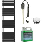 CERANO Koupelnový elektrický radiátorový set Claude - 600W - černá matná - 1600x500 mm