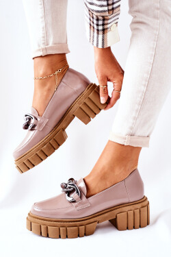 Dámské Boty Loafers Kůže Cappuccino Laura Messi 2339 40