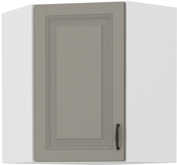 Horní rohová skříňka Stilo 60x60 GN-72 1F (45°) Barva korpusu: Bílá, Barva dvířek: Clay Grey
