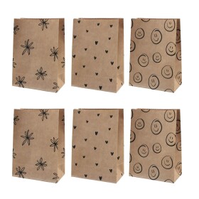 Eulenschnitt Papírový sáček Illustrations 21 × 15 cm – set 6 ks, hnědá barva, přírodní barva, papír