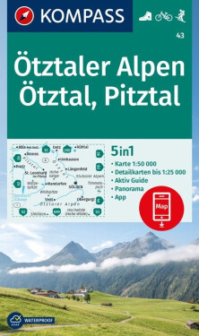 Ötztalské Alpy, Ötztal, Pitztal 1:50 000 / turistická mapa KOMPASS 43