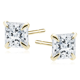 LUNICA Stříbrné zlacené náušnice SQUARE 4mm 1058