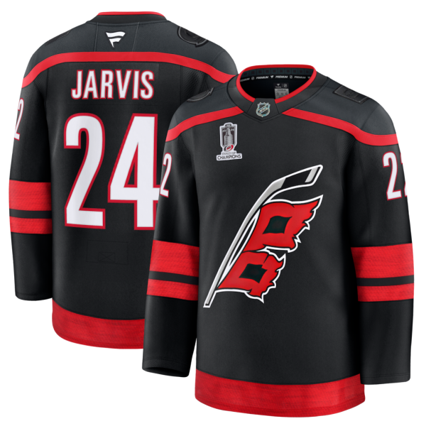 Fanatics Pánský dres Seth Jarvis Carolina Hurricanes NHL 2026 Stanley Cup Champions Home Premium Patch Velikost: XL