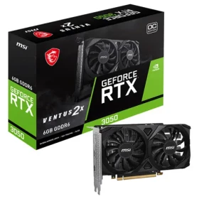 MSI GeForce RTX 3050 VENTUS 2X E 6G OC / 1492 MHz / 6GB GDDR6 / 96-bit / 2x HDMI + 1x DP / 70W (RTX 3050 VENTUS 2X E 6G OC)
