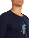 Pánské merino triko s dlouhým rukávem ICEBREAKER Mens 200 Oasis LS Crewe Bear Tour, Midnight Navy velikost: S