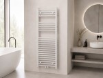 CERANO - Koupelnový radiátor Benito - středové připojení 50mm/boční - 477 W - bílá lesklá - 1200x450 mm CER-759001