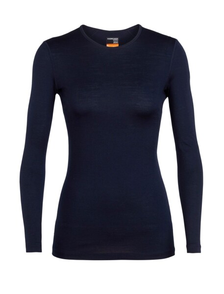 Dámské merino tričko s dlouhým rukávem ICEBREAKER Wmns 200 Oasis LS Crewe, Midnight Navy velikost: L