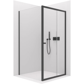 CERANO - Sprchový kout Varone POINT L/P - 6 mm - černá matná, transparentní sklo - 90x90x195 - posuvný CER-DY505B-9090