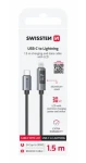 SWISSTEN Kabel USB-C na Lightning s LCD displejem 1.5m černá / 30W / Lightning (M) / USB-C (M) (71551076)
