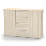 Nábytek Mikulík Komoda VARIO 3 (šedé úchytky) - bílý lesk, antracit, aj. ROZMĚR: (š/v/hl.) 130 x 86,5 x 40,5 cm