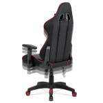 Kancelářská židle houpací mech., černá + červená koženka, plast. kříž