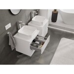 MEXEN/S - Rivel koupelnová skříňka pod umyvadlo 50 cm s deskou, 2 zásuvky, reliéf , bílá mat 91A20-05047-2-BFFC01
