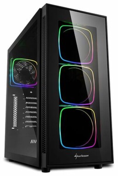 Sharkoon TG6 černá / ATX / 2x USB 3.0 / 4x 120 mm / RGB / Bez zdroje / průhledná bočnice (4044951028221)