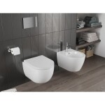 MEXEN/S - Carmen Závěsná WC mísa Rimless Tornado včetně sedátka s slow, duroplast, bílá lesk 30880200T