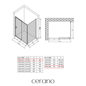CERANO - Sprchový kout Varone LINE L/P - 6 mm - černá matná, grafitové sklo - 90x100x195 - posuvný CER-8050BD7231