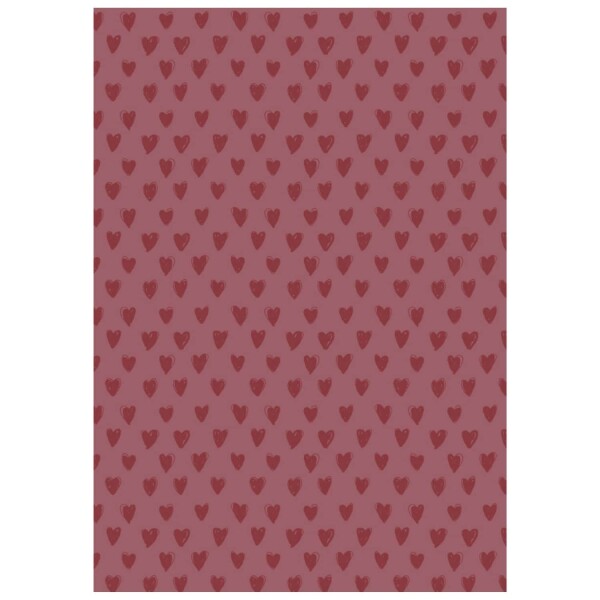 Ib Laursen Balicí papír Desert Rose Hearts – 5 m, červená barva, papír